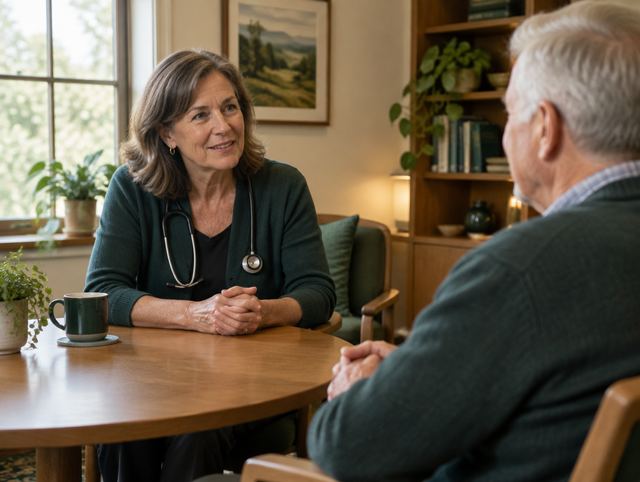 Concierge physician talking with a patient