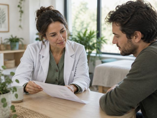Integrative medicine doctor with a patient